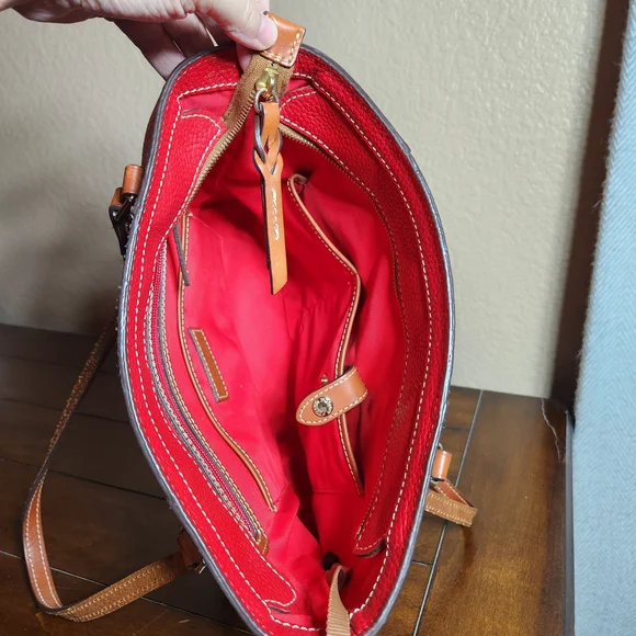 Dooney & Bourke Lexington Red Pebble Leather Tote Bag - Picture 13 of 16